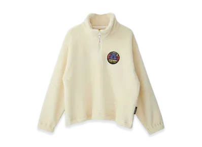 HYSTERIC GLAMOUR Burning Sounds Patch Half-Zip Sweatshirt "White"