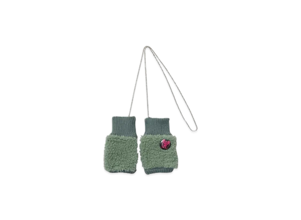 HYSTERIC GLAMOUR See No Evil Boa Fingerless Gloves "Green"