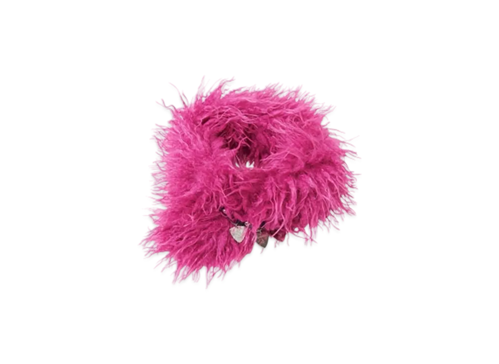 HYSTERIC GLAMOUR Pick Leather Chain Fur Muffler "Pink"