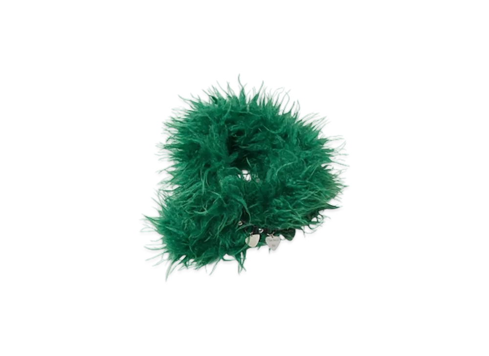 HYSTERIC GLAMOUR Pick Leather Chain Fur Muffler "Green"