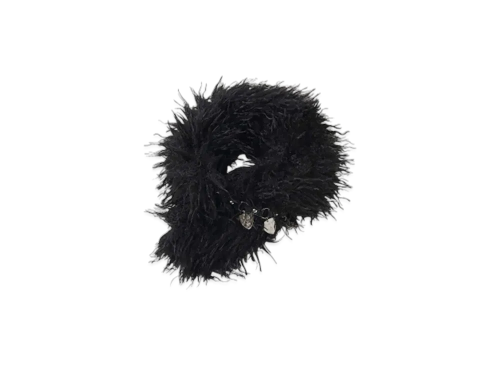 HYSTERIC GLAMOUR Pick Leather Chain Fur Muffler "Black"