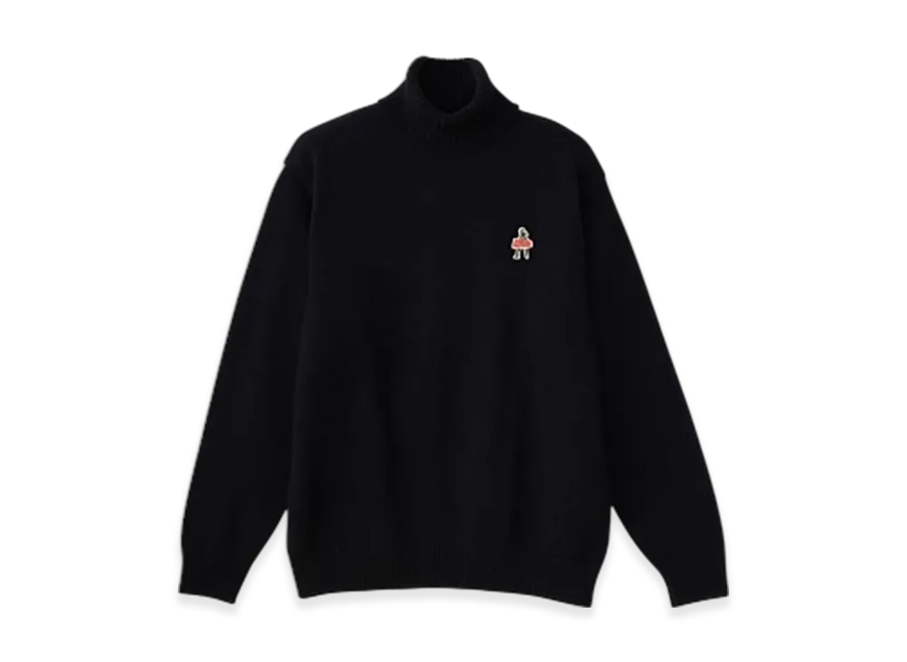 HYSTERIC GLAMOUR Vixen Girl Patch Turtleneck Sweater "Black"