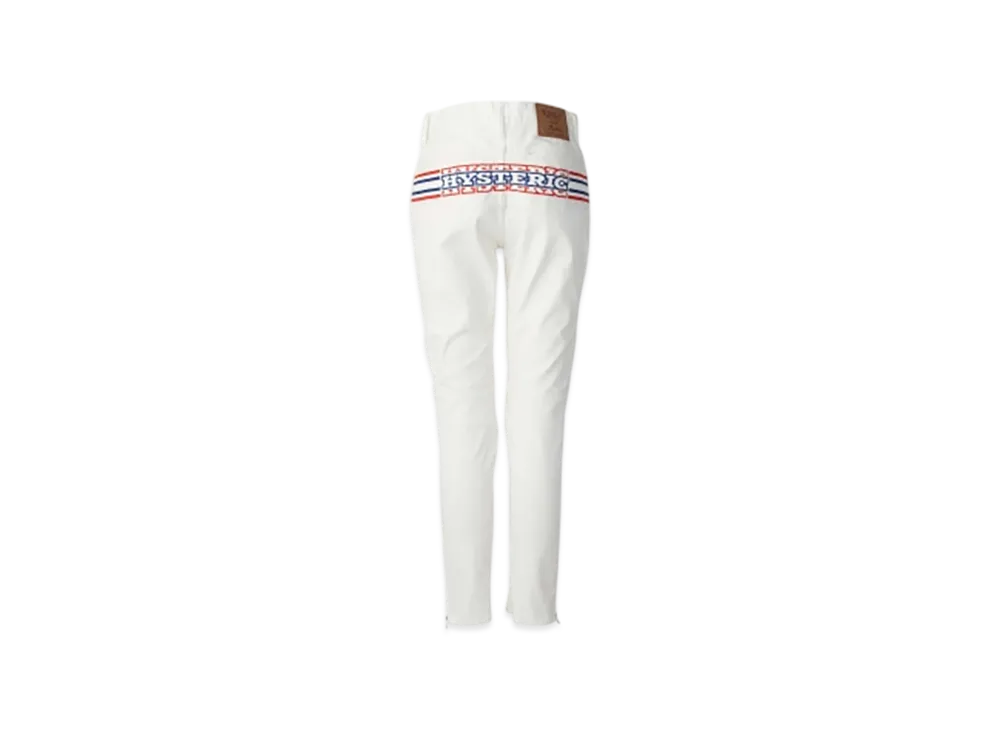 HYSTERIC GLAMOUR Box Logo Shirred Denim Pants "White"