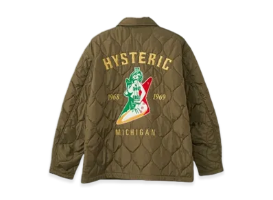 HYSTERIC GLAMOUR Guitar Girl Michigan Embroidered Quilted Jacket "Khaki"