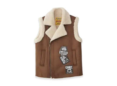HYSTERIC GLAMOUR Punk Custom Eco Mouton Vest "Brown"
