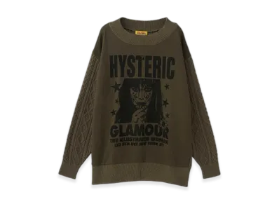 HYSTERIC GLAMOUR The Illustrated Woman Sweater "Khaki"