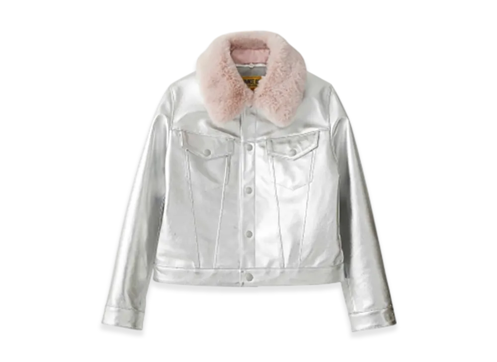 HYSTERIC GLAMOUR Hysteric Rollers Patch Short Leather Jacket "Silver"