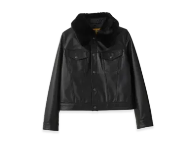 HYSTERIC GLAMOUR Hysteric Rollers Patch Short Leather Jacket "Black"