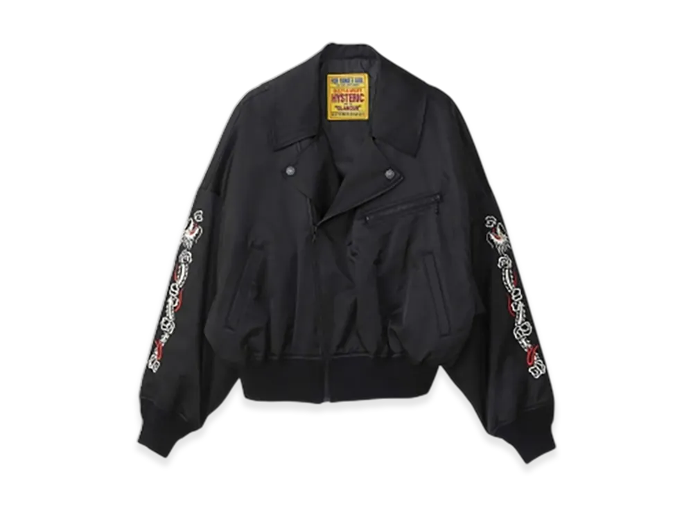 HYSTERIC GLAMOUR Dragon Embroidered Rider'S Sukajan Jacket "Black"