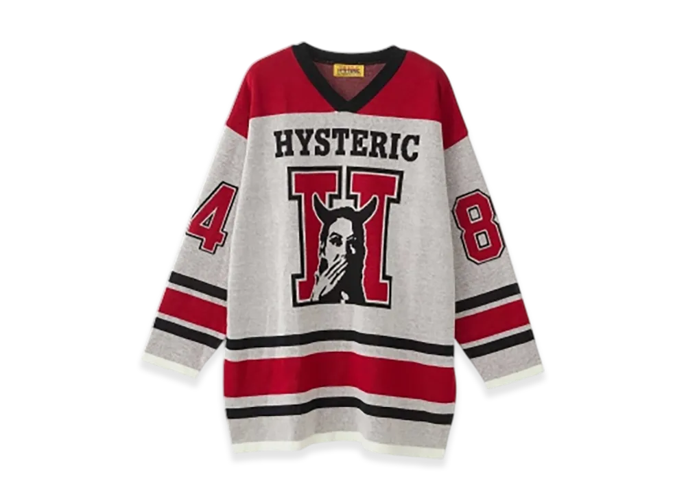 HYSTERIC GLAMOUR Speak No Evil Jacquard Pullover "White"