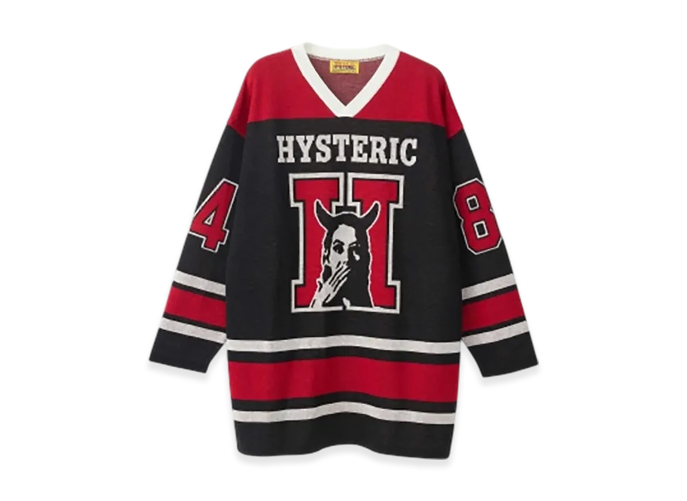 HYSTERIC GLAMOUR Speak No Evil Jacquard Pullover "Black"