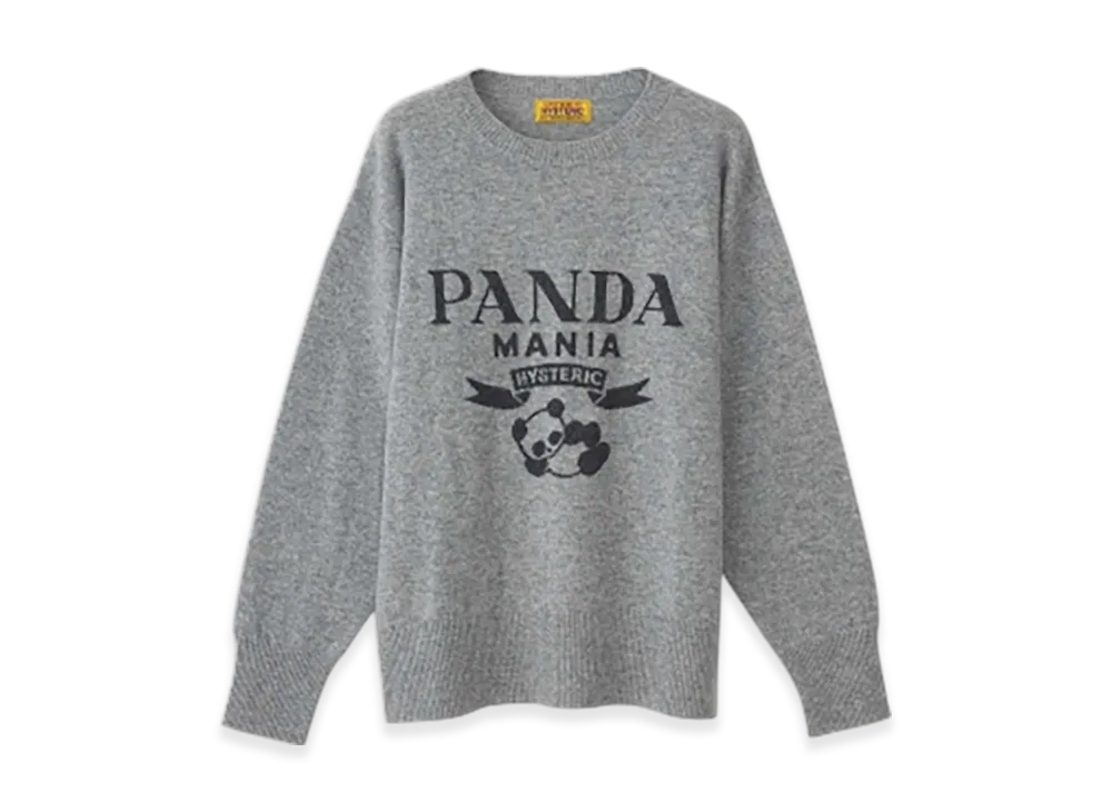 HYSTERIC GLAMOUR Panda Mania Knitted Sweater "Top Gray"