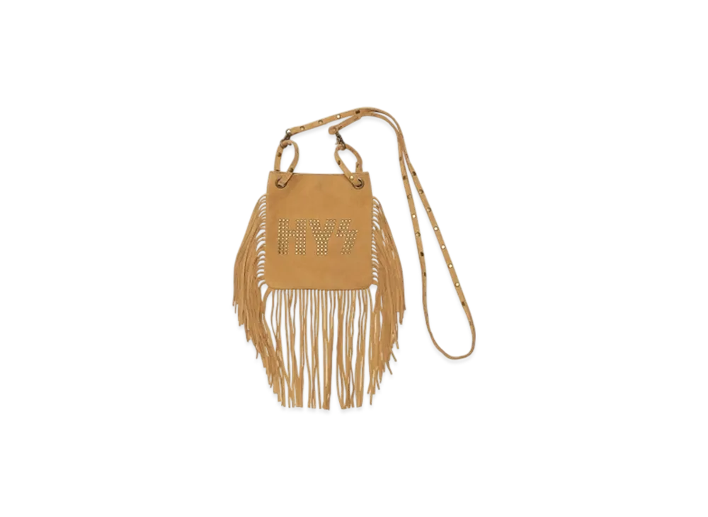 HYSTERIC GLAMOUR Logo Stud Fringe Mini Bag "Beige"