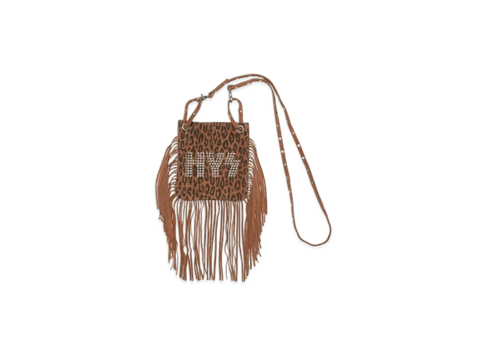 HYSTERIC GLAMOUR Logo Stud Fringe Mini Bag "Brown"