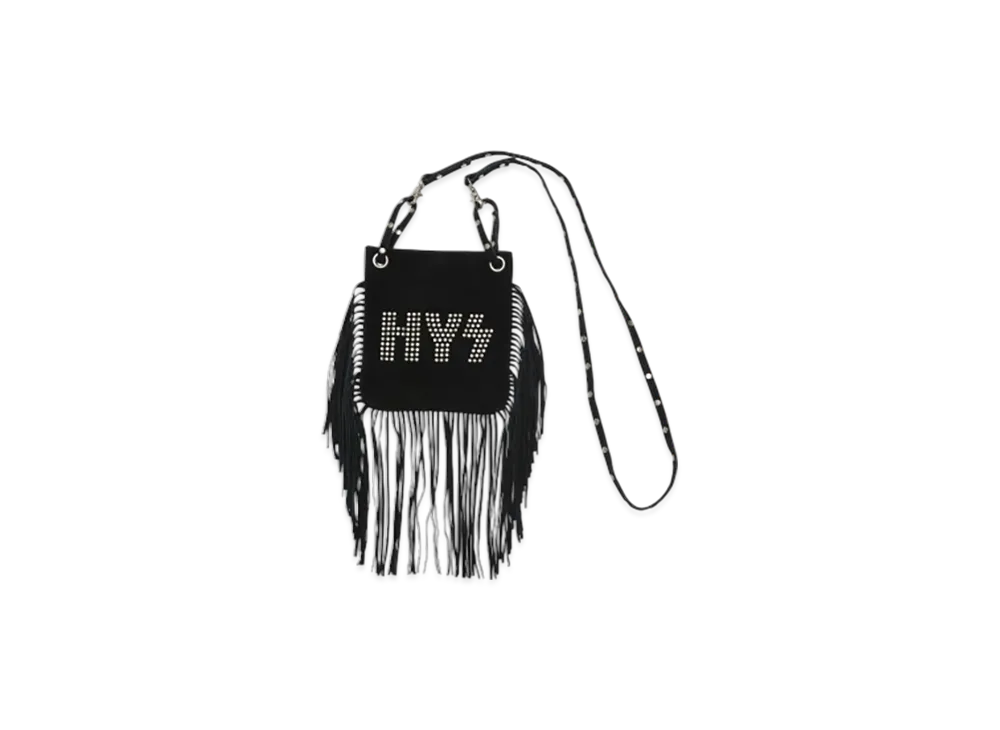 HYSTERIC GLAMOUR Logo Stud Fringe Mini Bag "Black"