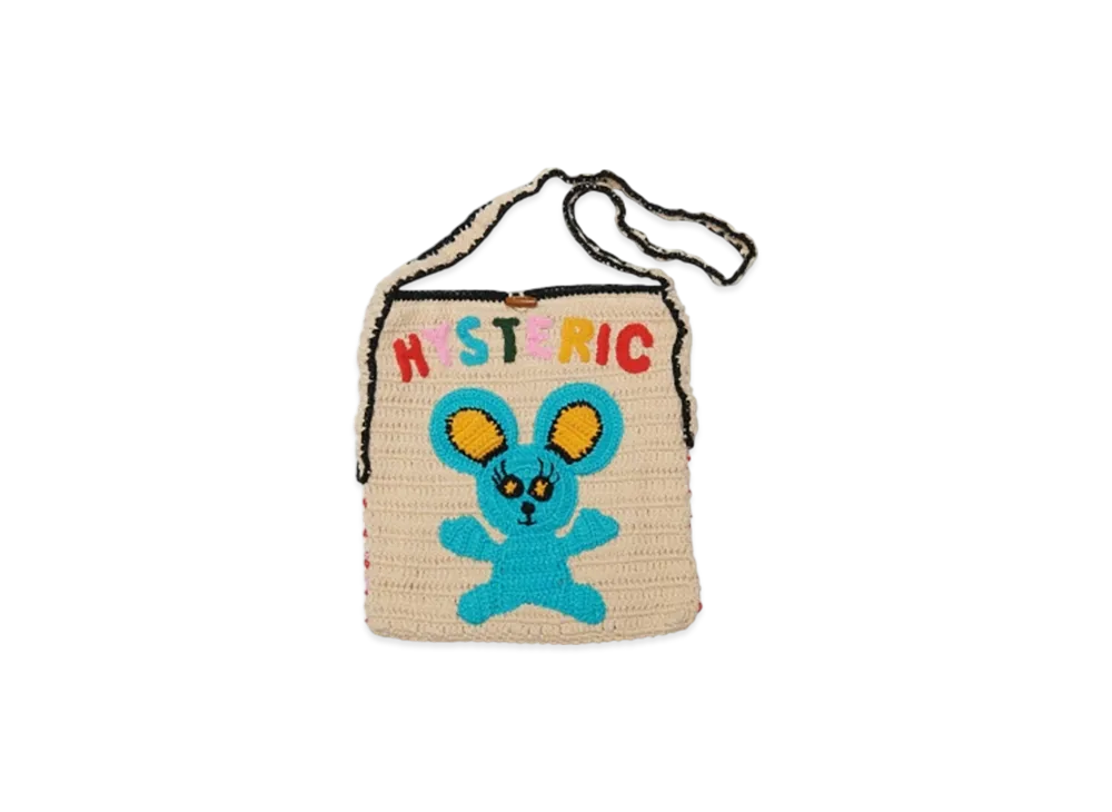 HYSTERIC GLAMOUR Hys Mouse Hand-Knitted Shoulder Bag "White"