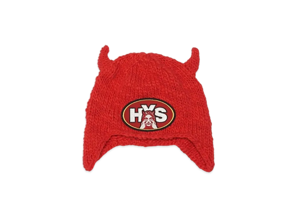 HYSTERIC GLAMOUR See No Evil Hand-Knitted Cap "Red"
