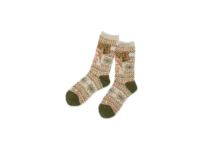 HYSTERIC GLAMOUR See No Evil Nordic Pattern Socks "Khaki"