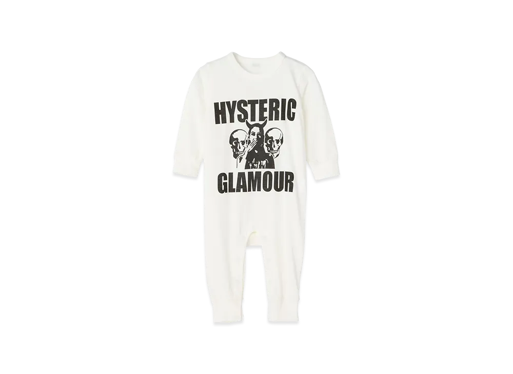HYSTERIC GLAMOUR Kids Evil Skull Coverall "White"