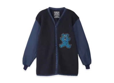 HYSTERIC GLAMOUR Fire Bear Patch Cardigan "Navy"