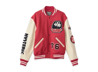 HYSTERIC GLAMOUR Speak No Evil Patch Varsity Jacket "Pink"