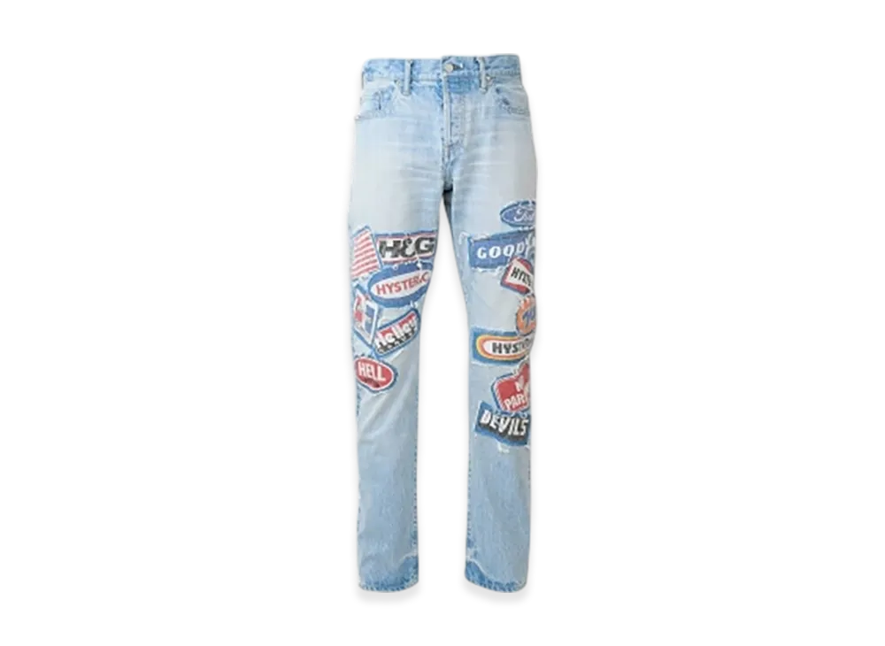 HYSTERIC GLAMOUR DPC Processed Slim Straight Denim Pants "Light Indigo Blue"