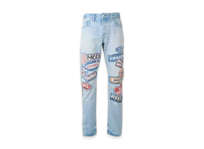HYSTERIC GLAMOUR DPC Processed Slim Straight Denim Pants "Light Indigo Blue"
