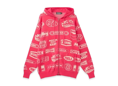 HYSTERIC GLAMOUR Classic Hys Pattern Hoodie "Pink"