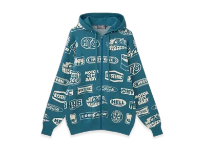 HYSTERIC GLAMOUR Classic Hys Pattern Hoodie "Blue"