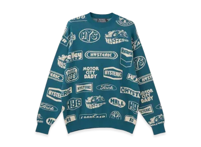 HYSTERIC GLAMOUR Classic Hys Pattern Sweater "Blue"