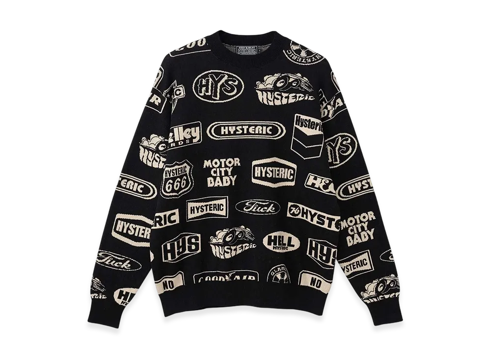 HYSTERIC GLAMOUR Classic Hys Pattern Sweater "Black"