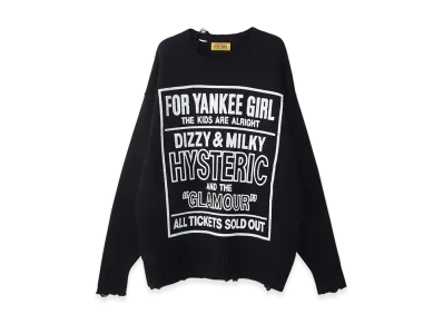 HYSTERIC GLAMOUR Dizzy & Milky Crash Sweater "Black"