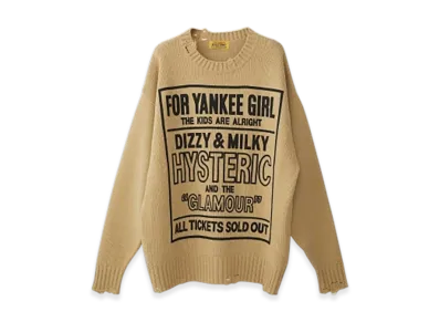 HYSTERIC GLAMOUR Dizzy & Milky Crash Sweater "Beige"