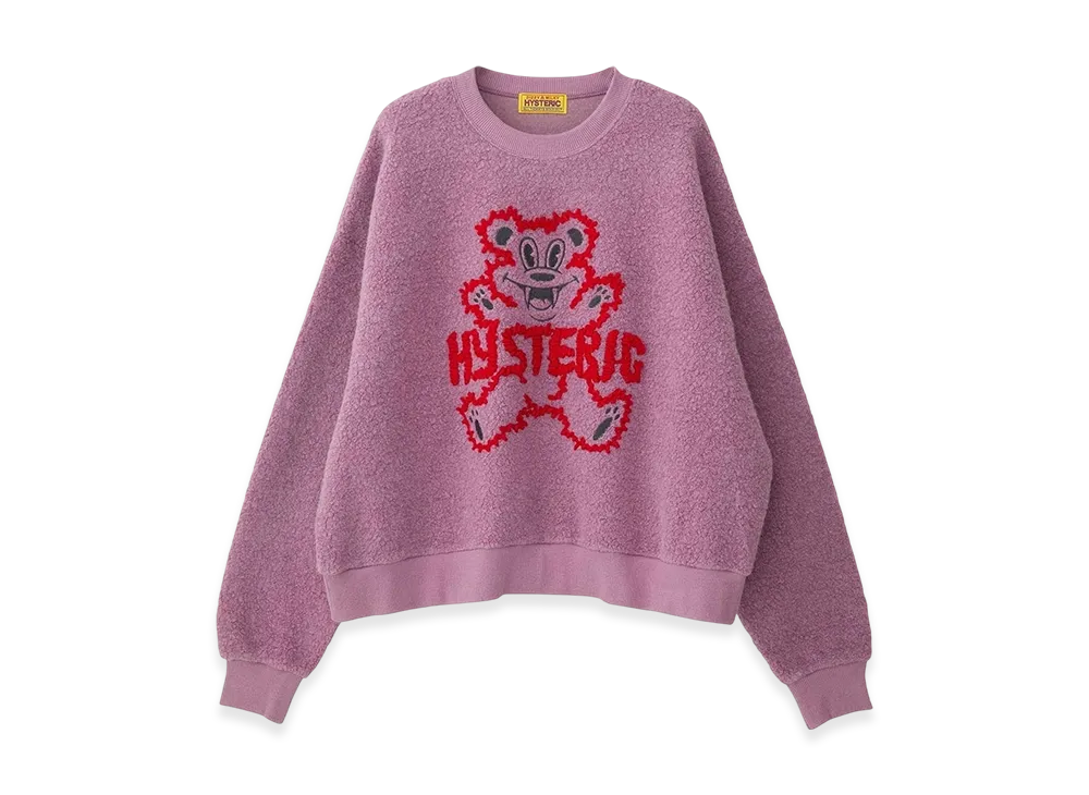 HYSTERIC GLAMOUR Fire Bear Embroidery Oversized Sweatshirt "Purple"