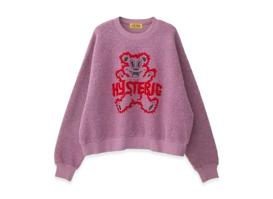 HYSTERIC GLAMOUR Fire Bear Embroidery Oversized Sweatshirt "Purple"
