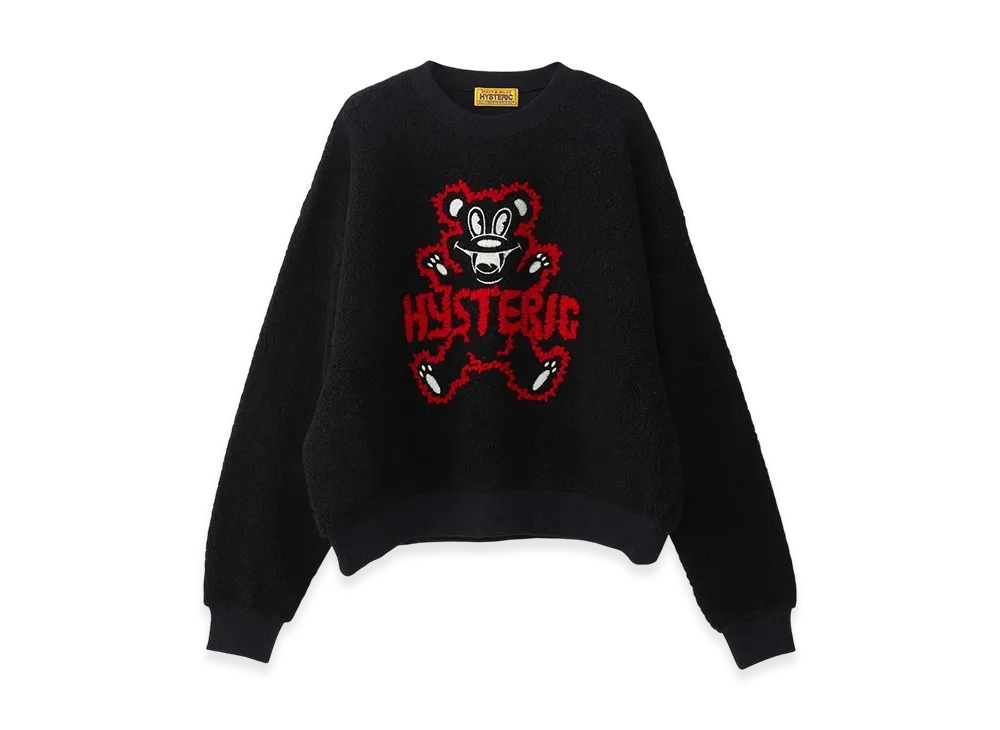 HYSTERIC GLAMOUR Fire Bear Embroidery Oversized Sweatshirt "Black"