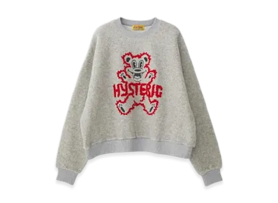 HYSTERIC GLAMOUR Fire Bear Embroidery Oversized Sweatshirt "Top Gray"