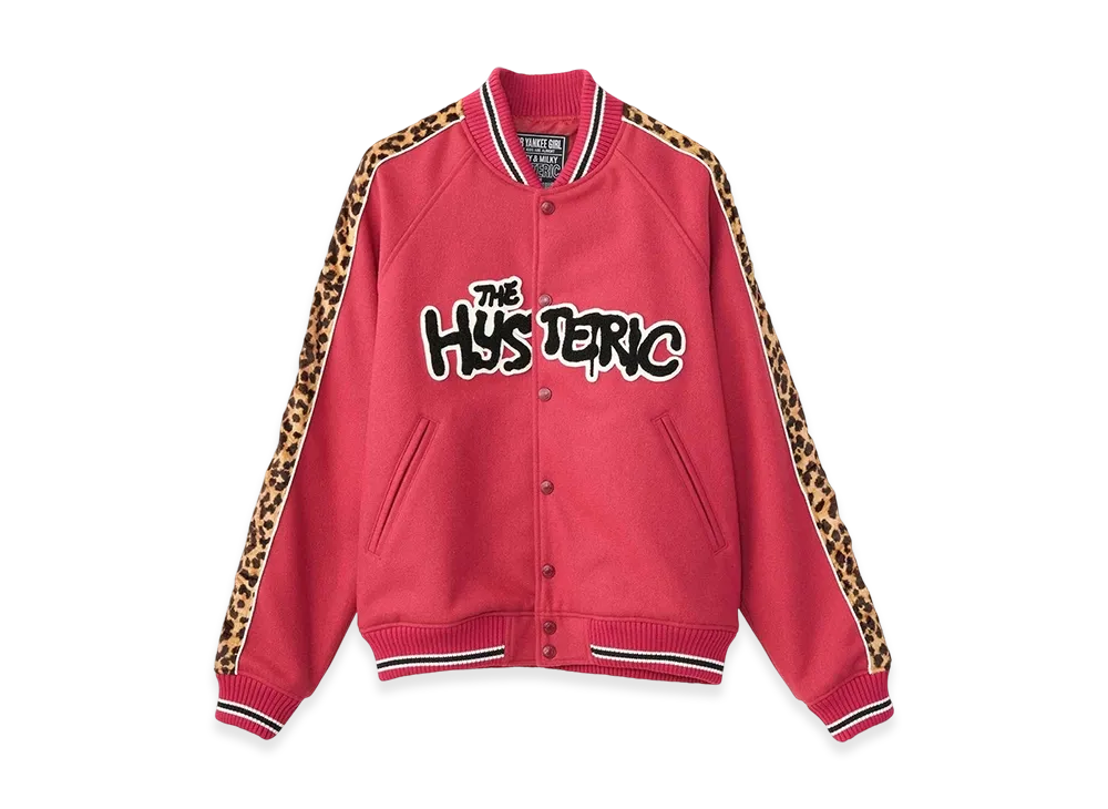 HYSTERIC GLAMOUR Bloody Hysteric Patch Varsity Jacket "Pink"
