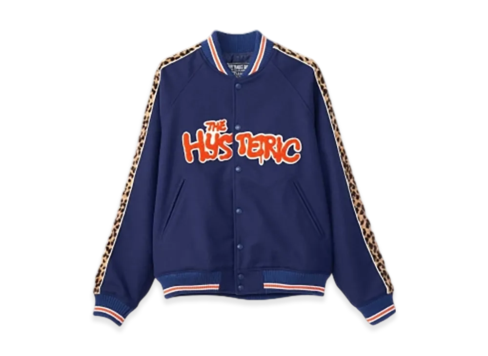HYSTERIC GLAMOUR Bloody Hysteric Patch Varsity Jacket "Blue"