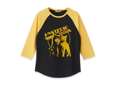 HYSTERIC GLAMOUR Hysteric Woman Cat 3 4 Sleeve T-Shirt Women "Yellow"