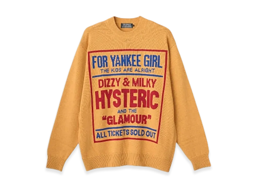 HYSTERIC GLAMOUR Dizzy & Milky Knit Sweater "Yellow"