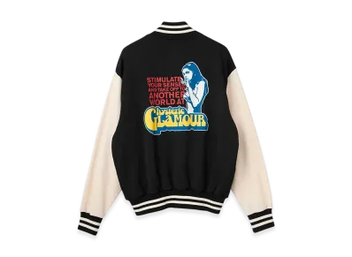 HYSTERIC GLAMOUR Smoking Girl Patch Varsity Jacket "Black"