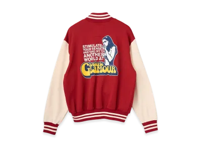 HYSTERIC GLAMOUR Smoking Girl Patch Varsity Jacket "Red"