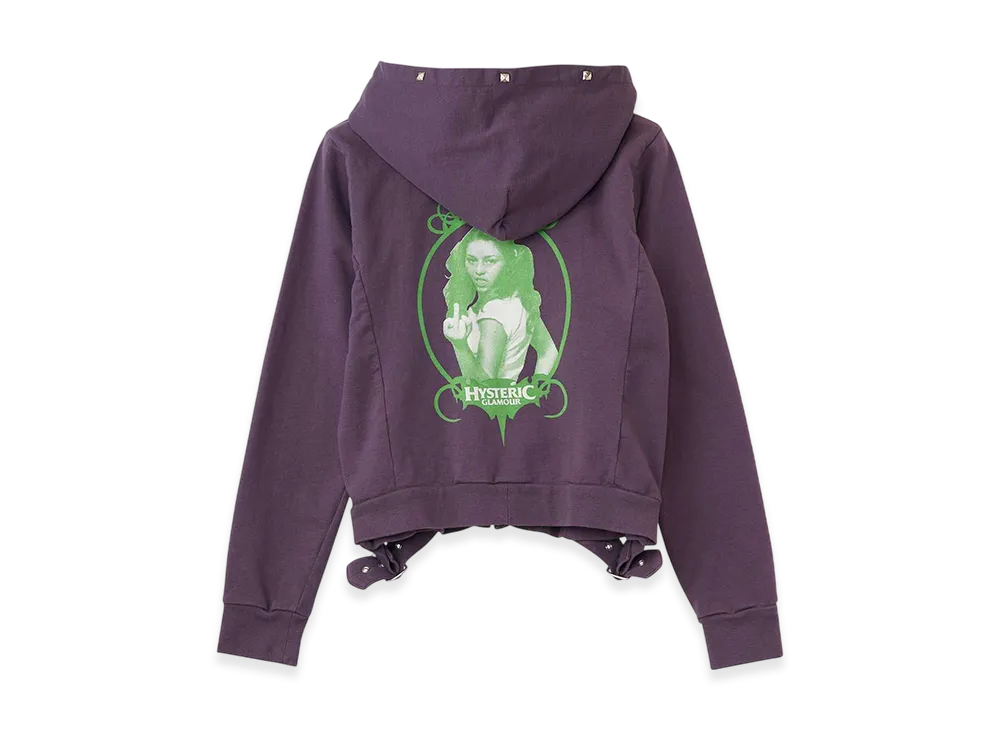 HYSTERIC GLAMOUR Finger Girl Cropped Hoodie Women "Purple"
