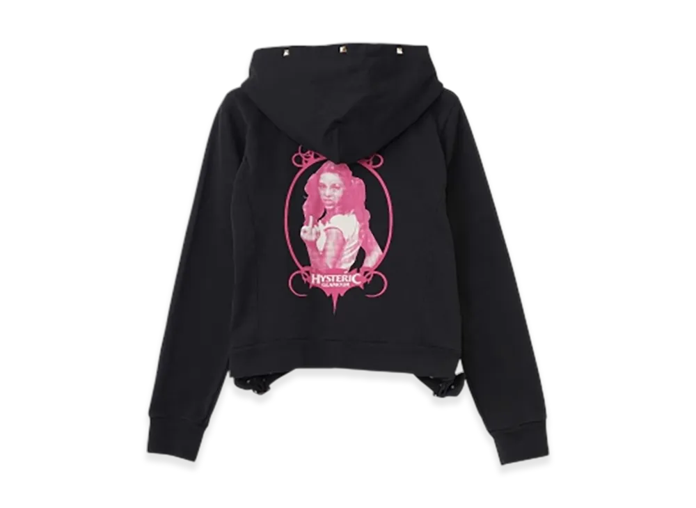 HYSTERIC GLAMOUR Finger Girl Cropped Hoodie Women "Black"