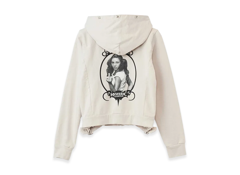 HYSTERIC GLAMOUR Finger Girl Cropped Hoodie Women "Beige"