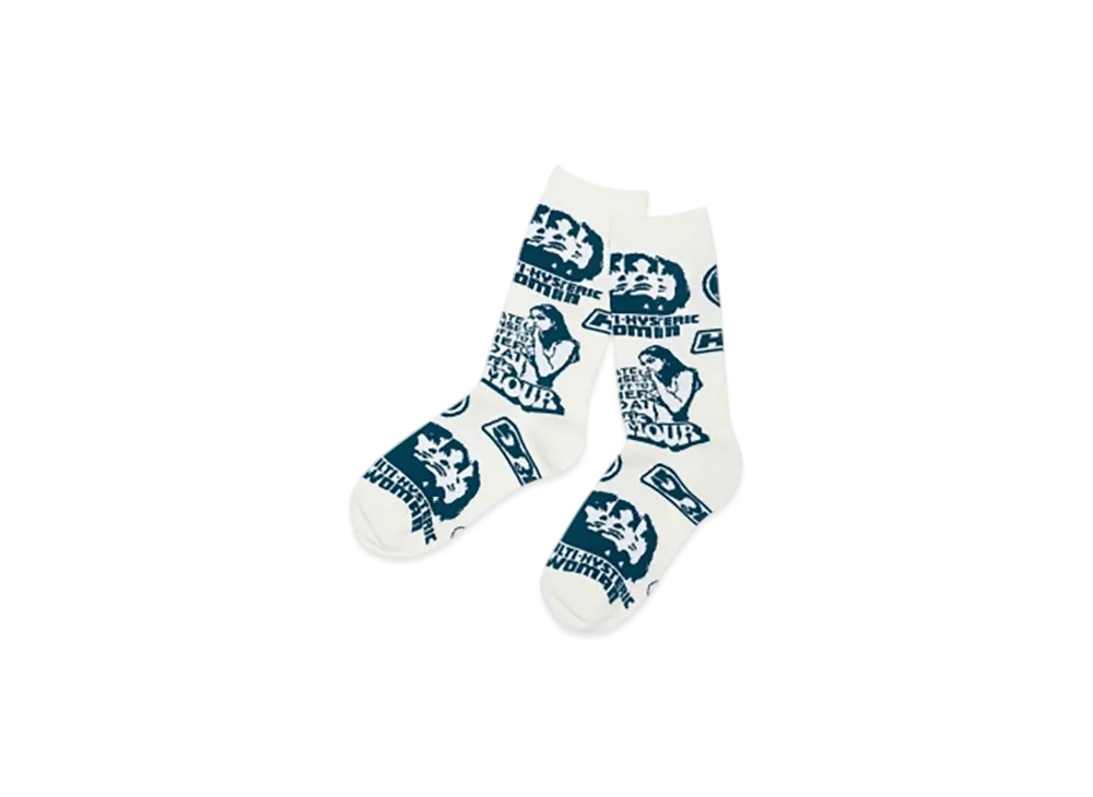HYSTERIC GLAMOUR Super-Hys Pattern Socks Women "White"