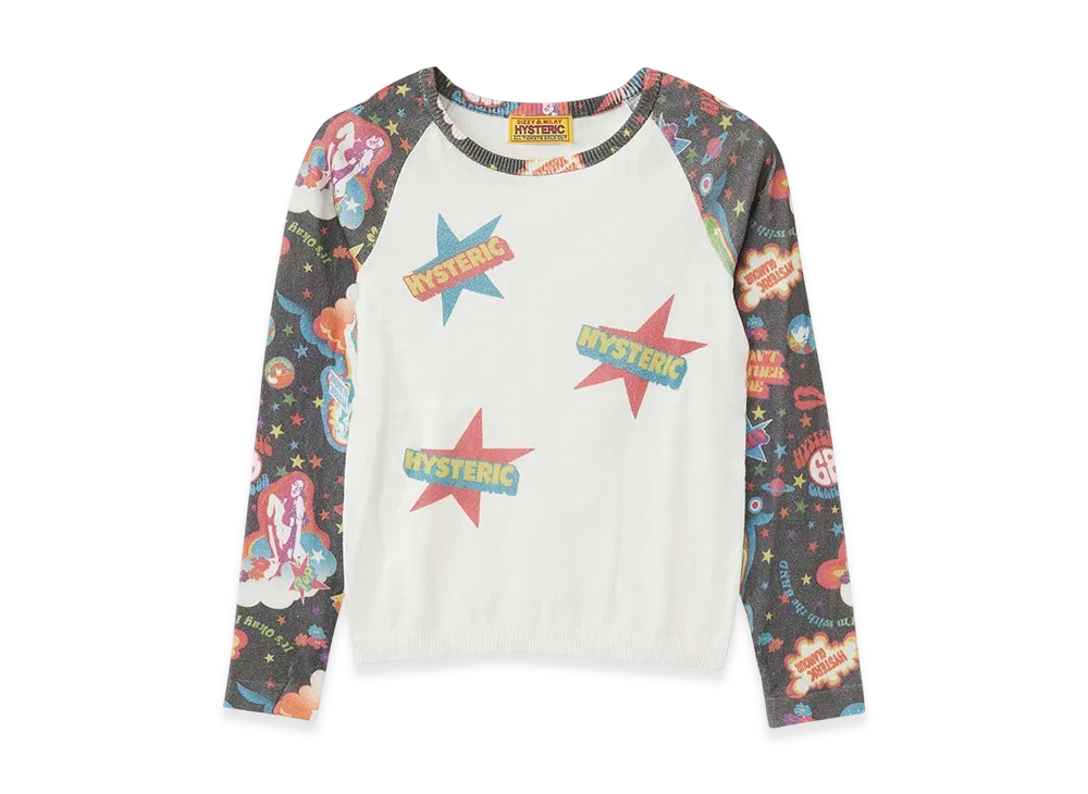 HYSTERIC GLAMOUR Hysteric68 Pattern 3/4 Sleeve Pullover "Black"