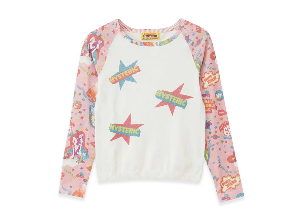 HYSTERIC GLAMOUR Hysteric68 Pattern 3/4 Sleeve Pullover "Pink"