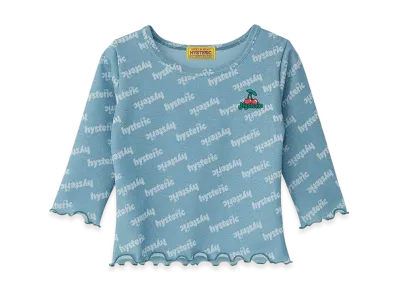 HYSTERIC GLAMOUR Cheery Embroidery 3/4 Sleeve Tee "Blue"